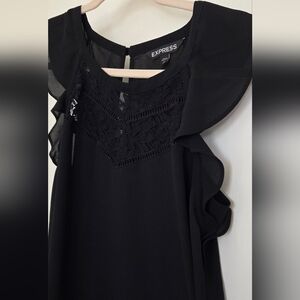 Express Elegant Black Ruffle Shirt